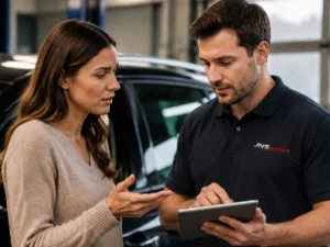 Professioneel adviesgesprek bij JNS Auto’s in Gemert over garantievoorwaarden en betrouwbare occasions.